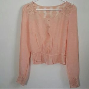 MINE Peach Lacy Blouse